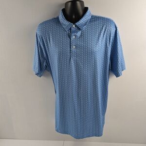Maelreg performance Golf polo shirt blue dog all‎ over print mens XL